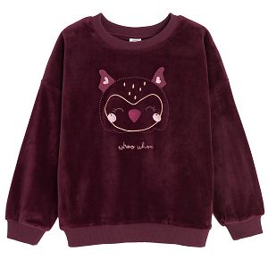 Burgundy sweatshirt with squirrel print