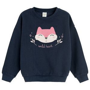 Dark blue sweatshirt with fox print