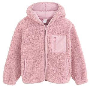 Pink zip through hooded sweatshirt