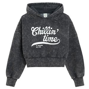 Grey hooded sweatshirt with Chillin' Time print