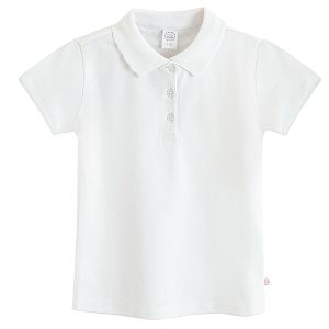 White short sleeve polo blouse