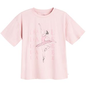 Pink T-shirt with ballerina and Dance print