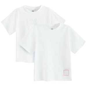 White T-shirt with JUST FUN print