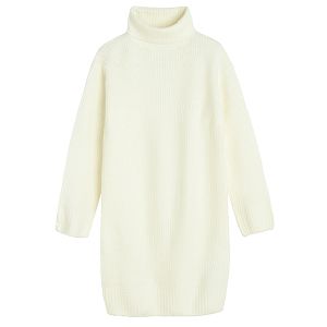 White long sleeve turtleneck dress