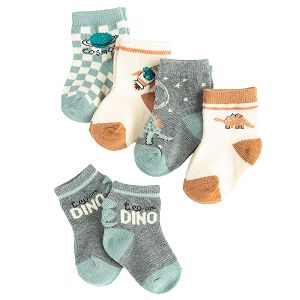 5 pack socks with dinosaurs print