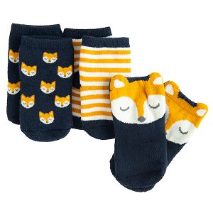 Blue socks with fox print- 3 pack