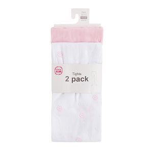 White with pink pattern and pink tights- 2 pack