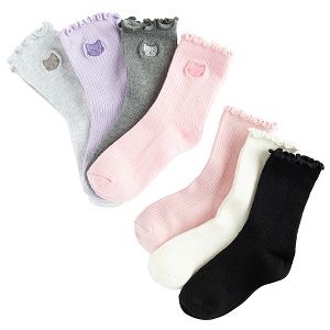 Multi color ankle socks with animals print- 7 pack