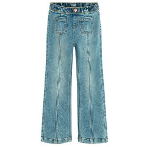 Blue wide leg denim trousers