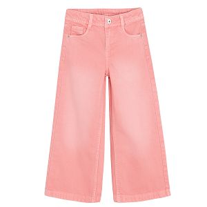 Pink wide leg denim trousers