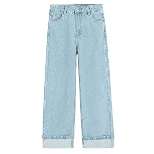 White leg denim trousers with rever