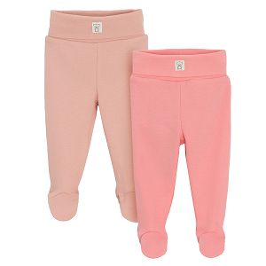 Pink and dusty pink footed leggings- 2 pack