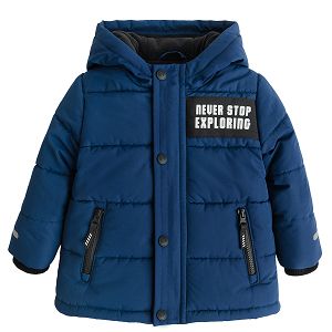 Blue hooded jacket with fleece lining