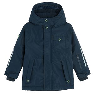 Blue hooded zip through jacket