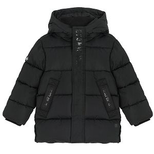 Black hooded winter jacket