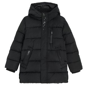 Black hooded winter coat