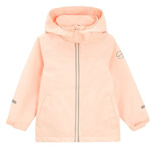 Light pink zip through hooded long jacket