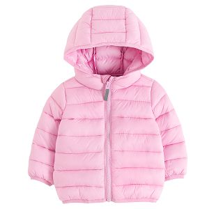 Pink zip through hooded jacket