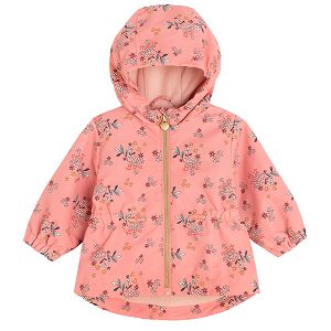 Floral light zip through hooded jacket