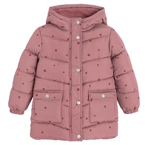 Burgundy hooded winter jacket