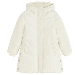 White hooded winter coat