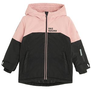 Pink hooded ski jacket