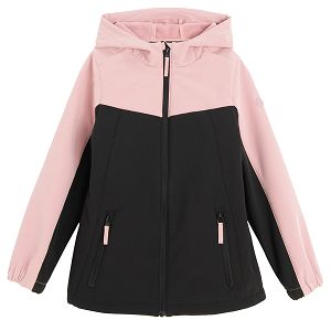 Black and pink hooded light jacket