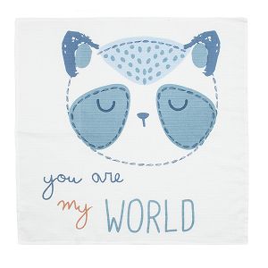 Grey muslin nappy with koala print You are my world