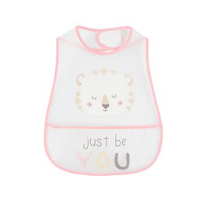 White bib with lion JUST BE YOU