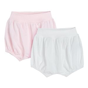 White and pink shorts- 2 pack