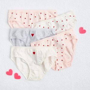 Pastel briefs with hearts print- 5 pack