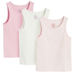 White and pink vests- 3 pack