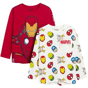 White and red Avengers long sleeve blouses- 2 pack