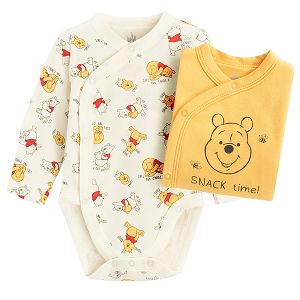 Winnie the Pooh white and yellow long sleeve bodysuits- 2 pack