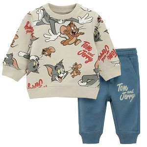 Tom and Jerry set, sweatshirt and blue sweatpants- 2 pieces