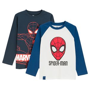 Spiderman blue and white long sleeve blouses- 2 pack