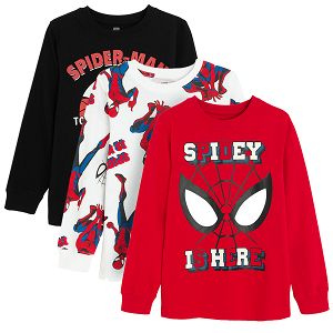 Spiderman white, red and blue T-shirts- 3 pack