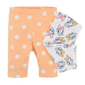 White Daisy Duck and yellow polka dot leggings 2-pack