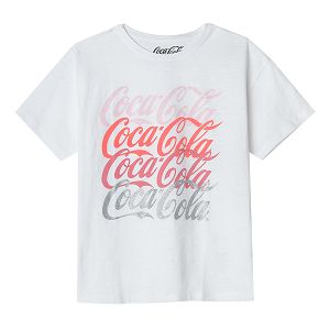 White Coca Cola short sleeve blouse