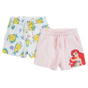 Princess Ariel white and pink shorts with adjustable waist - 2 pack