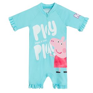Pappa Pig turquoise short sleeve zip through swimsuit