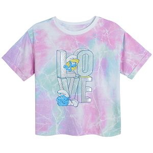 Smurfs cream short sleeve T-shirt LOVE print