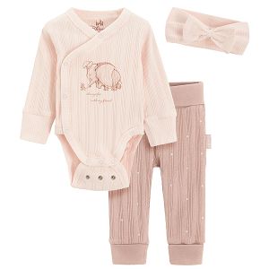 Dumbo the elephant long sleeve wrap bodysuit with matching footless leggings and headband