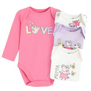 Peppa Pig pastel color long sleeve bodysuit- 4 pack