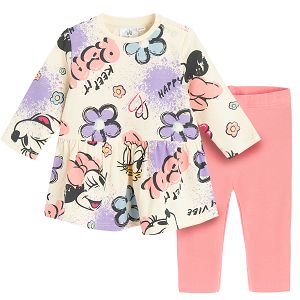 Minnie Mouse and friends long sleeve dress and pink leggings- 2 pieces