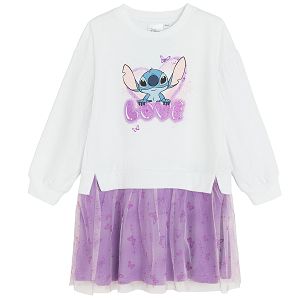 Lilo & Stich white and purple long sleeve dress