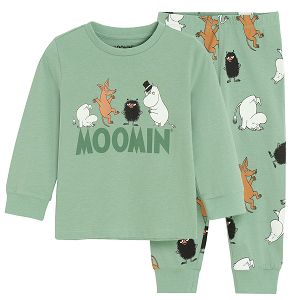 Moomins green long sleeve blouse and pants pyjamas