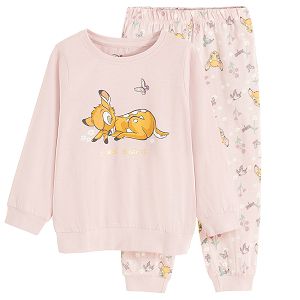 Bambi pink long sleeve blouse and pants pyjamas- 2 pieces